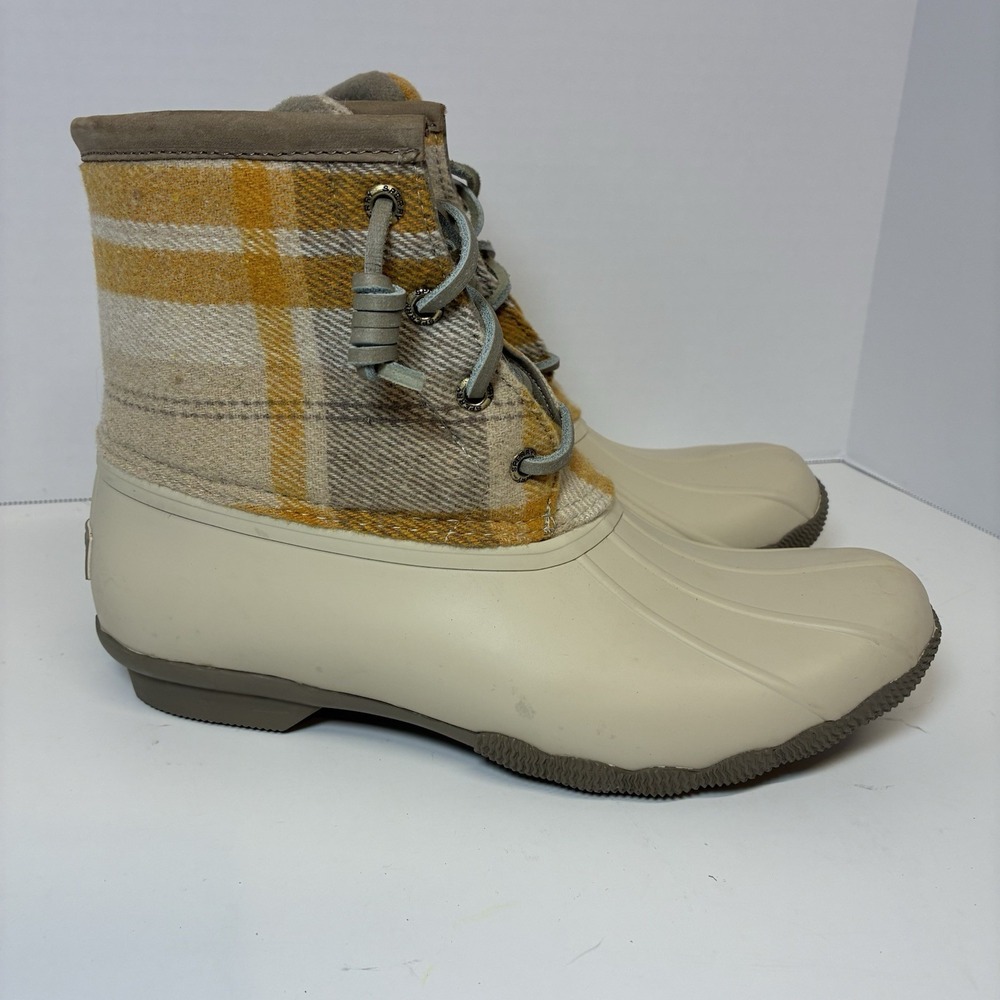 Sperry Women's Winter Plaid Duck Rain Insulated Outdoor Ankle Boot Size 7.5